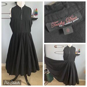 Trashy Diva Black Cotton STREETCAR Dress With Pockets sz 18